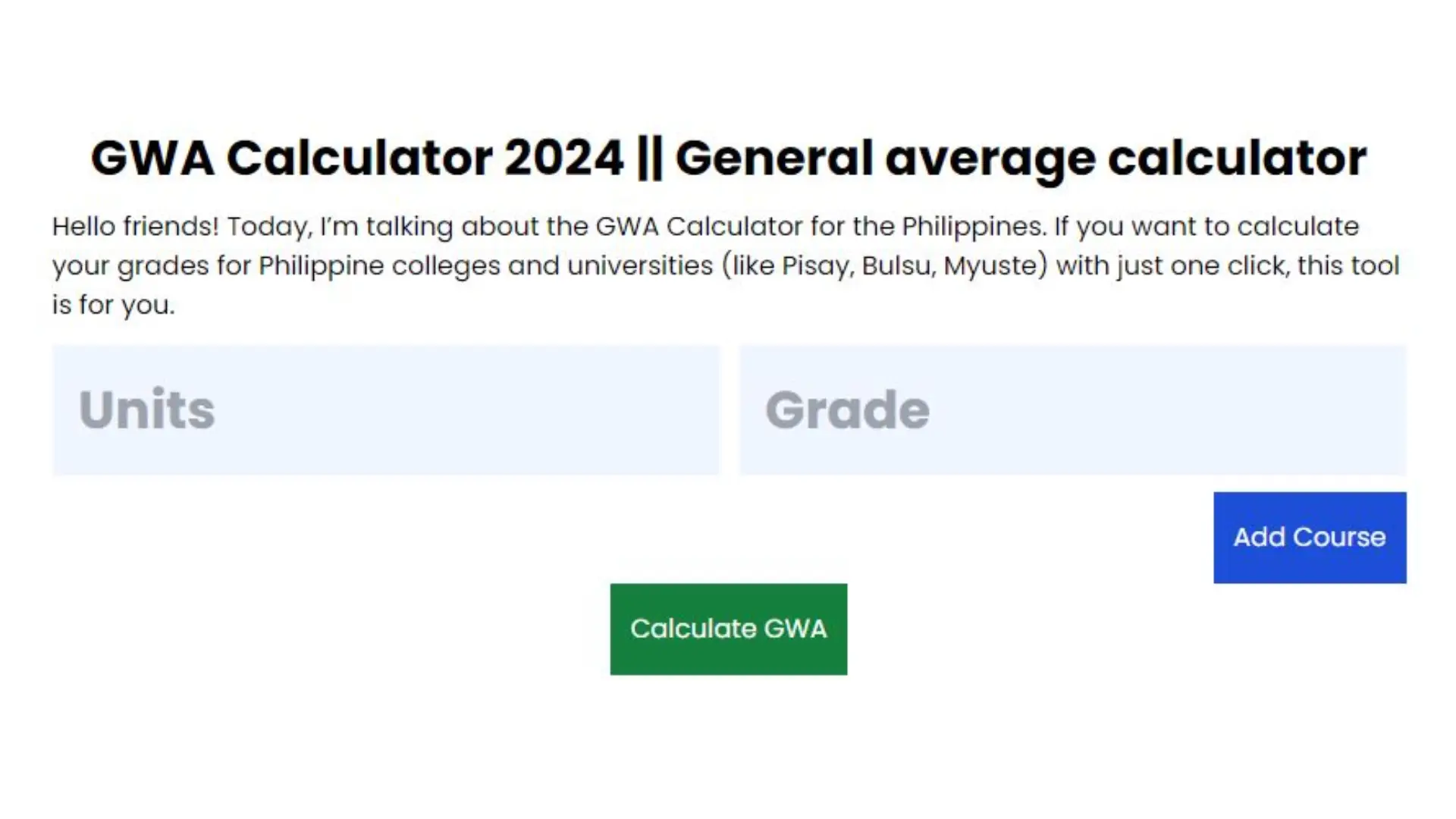 Gwa Calculator